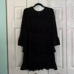 Madewell black eyelet tiered dress size S